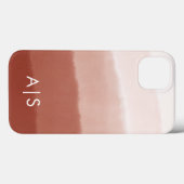 Elegante Gegraveerde Initialen Koper Roest Ombre Case-Mate iPhone Case (Achterkant (horizontaal))