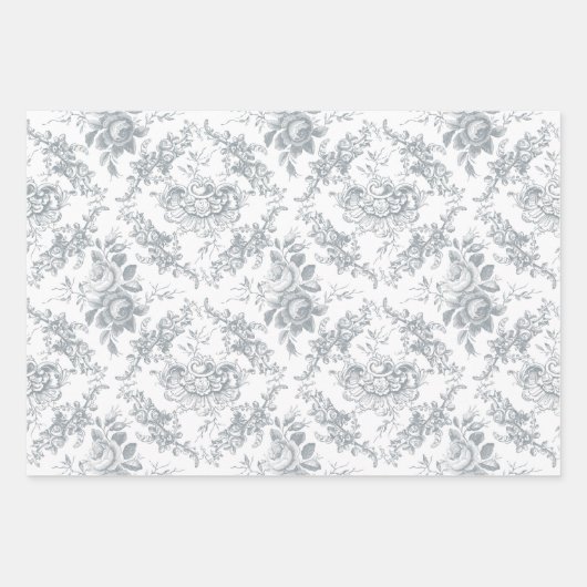 Elegante gegraveerde pastel bloemistool inpakpapier vel (Voorkant 3)