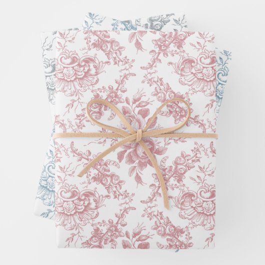 Elegante gegraveerde pastel bloemistool inpakpapier vel (In situ)