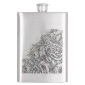 Elegante gegraveerde Rozen Heupfles (Voorkant)