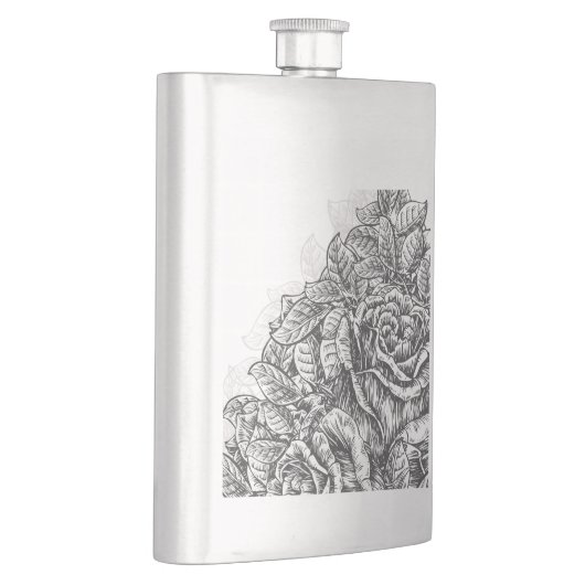 Elegante gegraveerde Rozen Heupfles (Rechts)