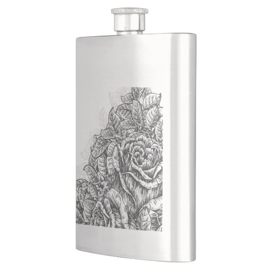 Elegante gegraveerde Rozen Heupfles (Links)