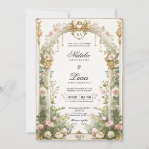 Elegante geheime tuin bloemboog bruiloft kaart