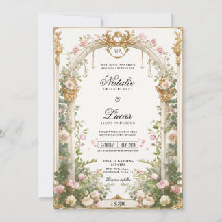 Elegante geheime tuin bloemboog bruiloft kaart