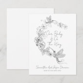 Elegante geïllustreerde bloemenkrans zwangerschap aankondiging (Voorkant / Achterkant)