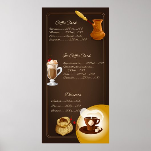 Elegante geïllustreerde koffie koffie menu poster (Voorkant)