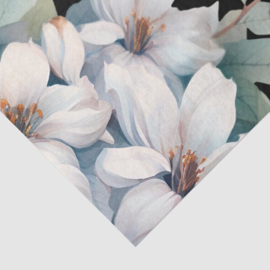 Elegante  Geïnspireerde Bloemen Zwart Decoupage Tissuepapier (Detail)