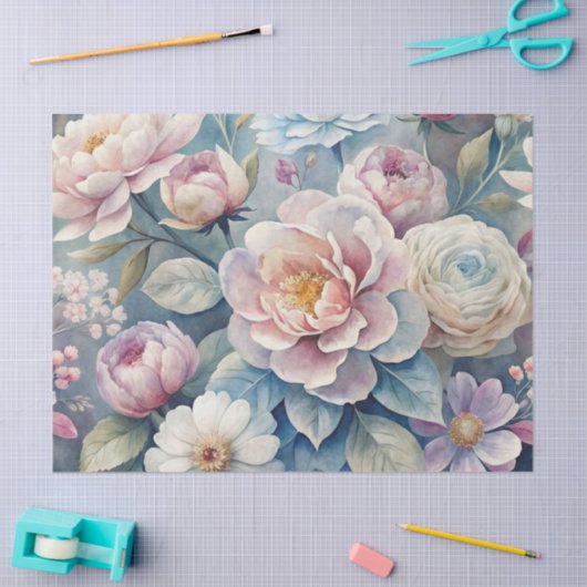 Elegante  geïnspireerde dromerige bloem Ephemera Tissuepapier (Craft)