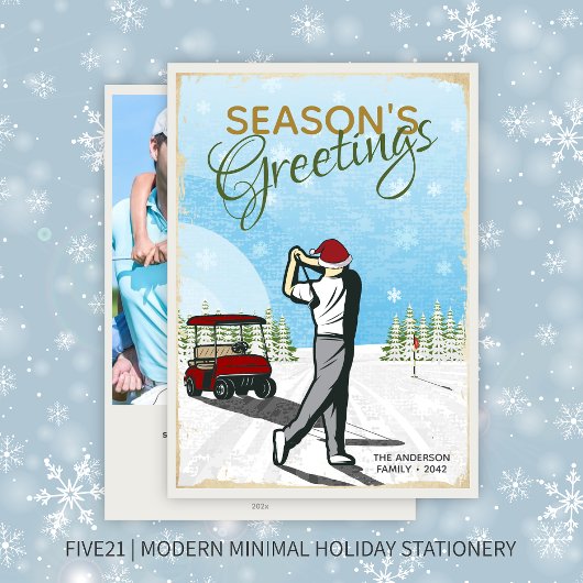 Elegante  geïnspireerde golffoto kerst feestdagenkaart