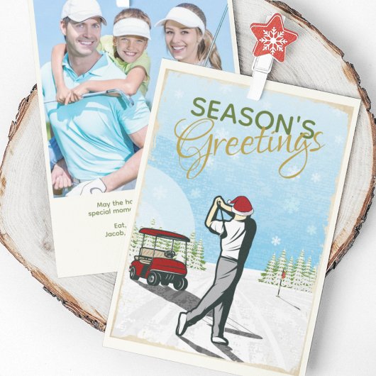 Elegante  geïnspireerde golffoto kerst feestdagenkaart