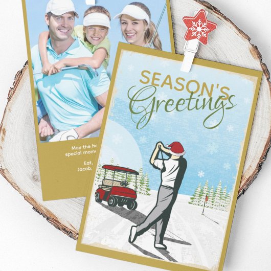 Elegante  geïnspireerde golffoto kerst feestdagenkaart