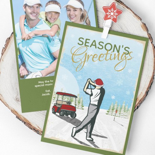 Elegante geïnspireerde golffoto kerst feestdagenkaart