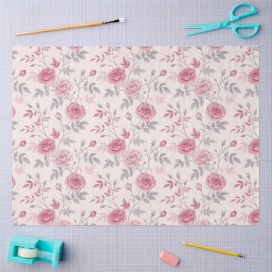 Elegante geïnspireerde roze roos decoupage tissuepapier (Craft)
