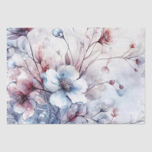 Elegante geïnspireerde Winter Bloemen Decoupage Tissuepapier (Voorkant)