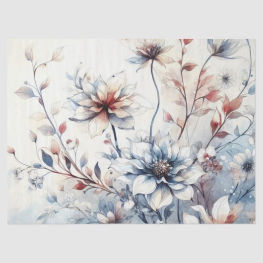 Elegante  geïnspireerde Winter Bloemen Decoupage Tissuepapier (Voorkant)