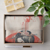 Elegante Geisha in de Rode Zon -  Japanse kunst Tissuepapier (Geschenk)