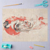 Elegante Geisha in de Rode Zon -  Japanse kunst Tissuepapier (Craft)