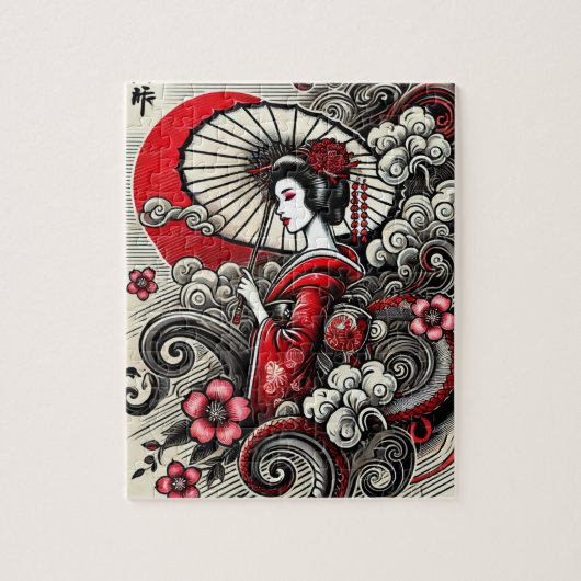 Elegante Geisha kunstwerkpuzzel Legpuzzel (Verticaal)