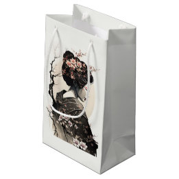 Elegante Geisha mit Kirschblüten - Klein Cadeauzakje