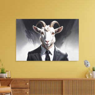 Elegante geitenheer in een formeel portretschene canvas afdruk