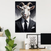 Elegante geitenheer in een formeel portretschene poster (Thuiskantoor)