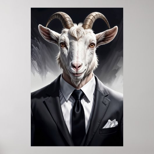 Elegante geitenheer in een formeel portretschene poster (Voorkant)