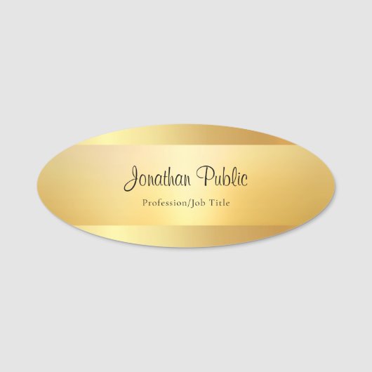 Elegante Gekalligrafeerde Script Naam Gouden Sjabl Naamplaatje (Voorkant)