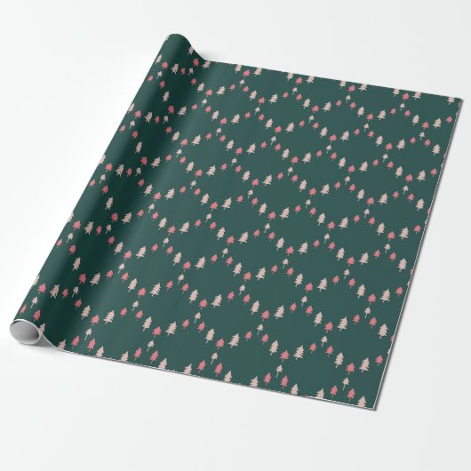 Elegante gekartelde kerstbomen inpakpapier (Uitgerold)