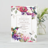 Elegante gekleurde bloem bloementwee vogels bruilo kaart (Staand voorkant)