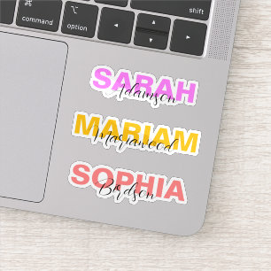 Elegante gekleurde full name stickers voor meisjes