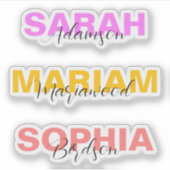 Elegante gekleurde naamstickers voor meisjes sticker (Voorkant)