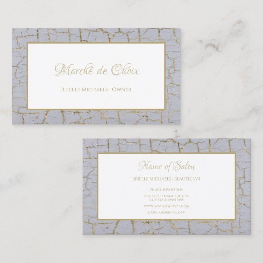 Elegante gekraakte verf vergulde gouden boetiek visitekaartje (Voorkant / Achterkant)