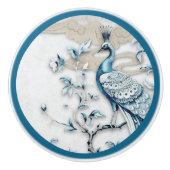 Elegante Gekroonde Pauw Keramische Knop (Voorkant)