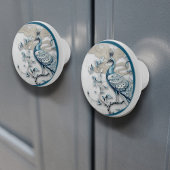Elegante Gekroonde Pauw Keramische Knop