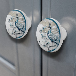 Elegante Gekroonde Pauw Keramische Knop