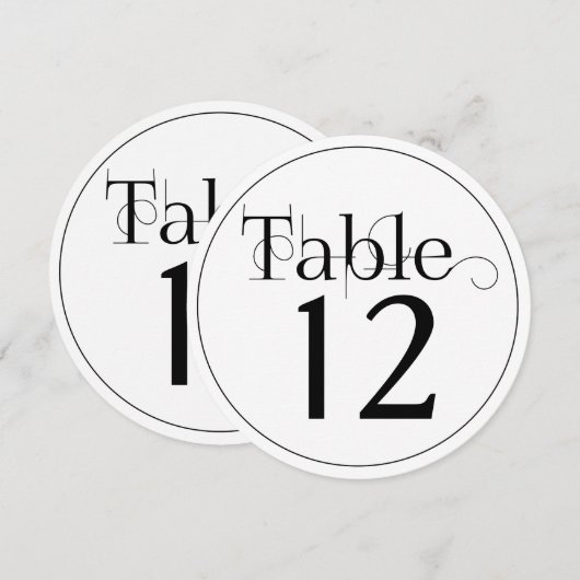Elegante gekrulde print ronde tafel nummertjes kaart (Voorkant / Achterkant)