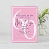 Elegante gelaagde script roze 60e verjaardag kaart (Staand voorkant)