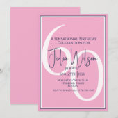 Elegante gelaagde script roze 60e verjaardag kaart (Voorkant / Achterkant)