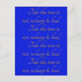 Elegante Gele Blauwe Typografie Neem Tijd om te Ru Briefkaart