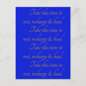 Elegante Gele Blauwe Typografie Neem Tijd Rust Her Briefkaart (Voorkant)