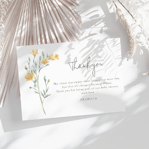 Elegante Gele Bloem Baby Shower Bedankkaart