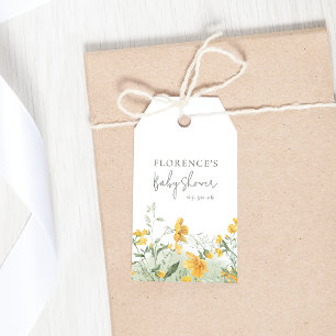 Elegante Gele Bloem Cadeaubijslage Cadeaulabel