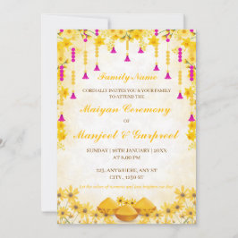 Elegante Gele Bloem Maiyan Ceremonie Uitnodiging