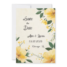 Elegante gele bloem Save the Date Kaart
