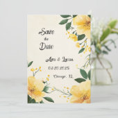 Elegante gele bloem Save the Date Kaart (Staand voorkant)