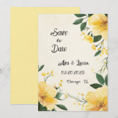 Elegante gele bloem Save the Date Kaart (Voorkant / Achterkant)