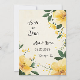 Elegante gele bloem Save the Date Kaart