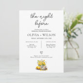 Elegante gele bloemen bruiloft repetitie diner kaart (Staand voorkant)