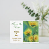 Elegante gele bloemen bruiloft Save the Date Aankondigingskaart (Staand voorkant)