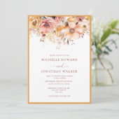 Elegante gele bloemen bruiloft uitnodiging (Staand voorkant)